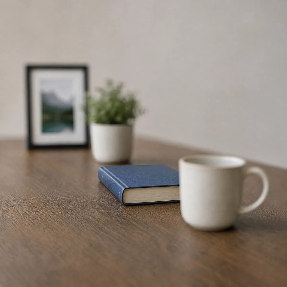 A desk refocused by Radbin on four different objects — Book