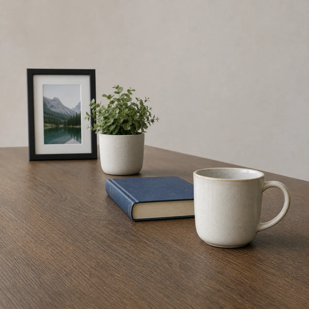A desk refocused by Radbin on four different objects — As shot