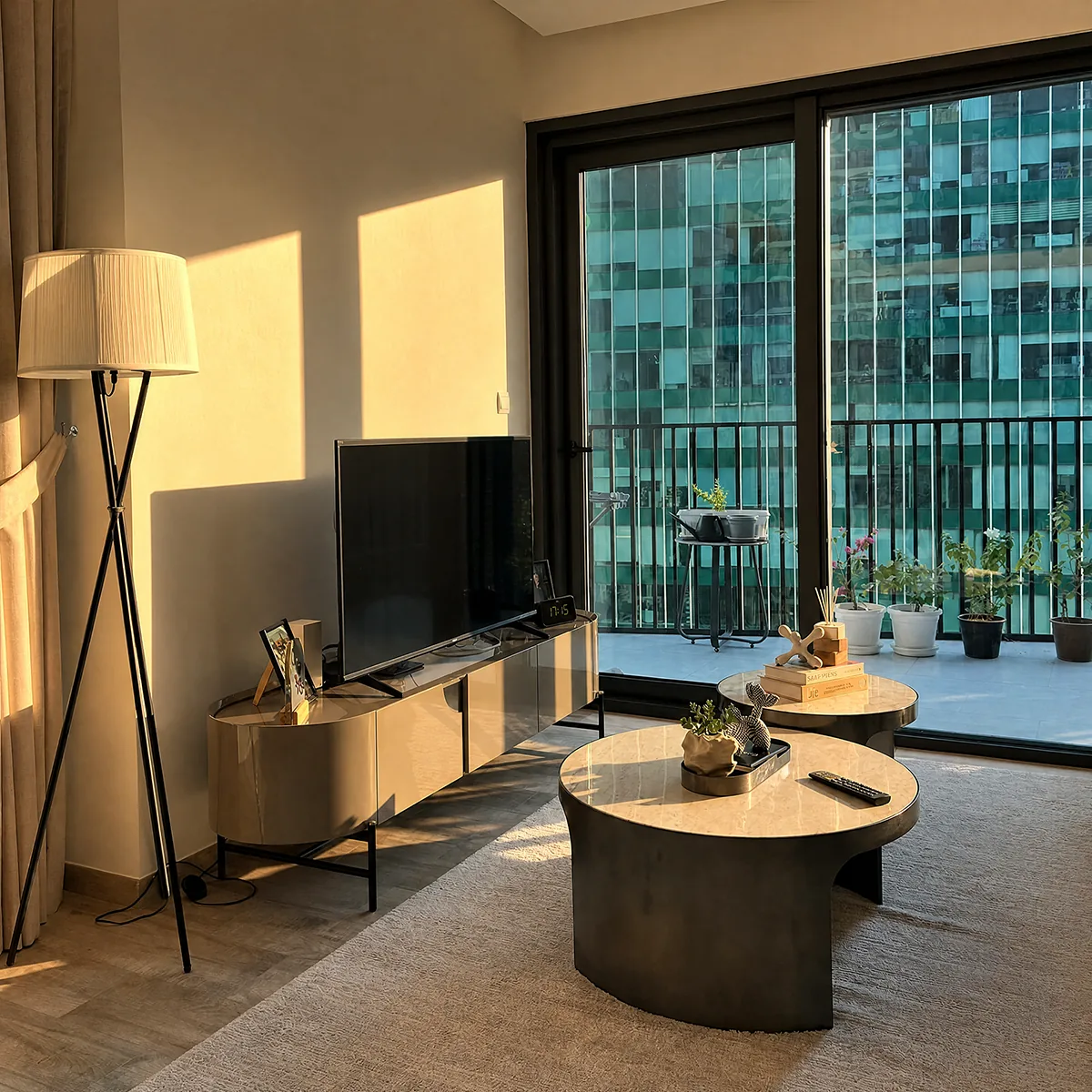 A living room relit by Radbin — Hard sun