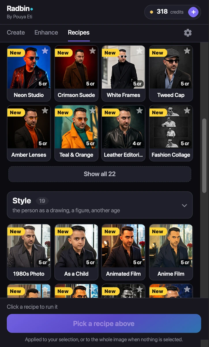 Radbin panel — Recipes